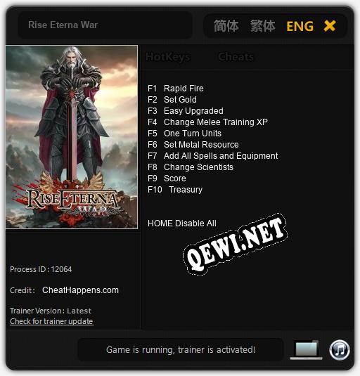 Rise Eterna War: Читы, Трейнер +10 [CheatHappens.com]
