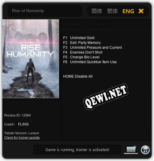 Трейнер для Rise of Humanity [v1.0.1]