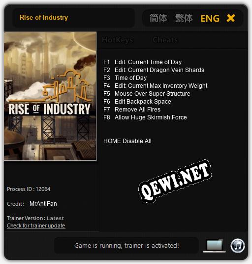 Трейнер для Rise of Industry [v1.0.1]