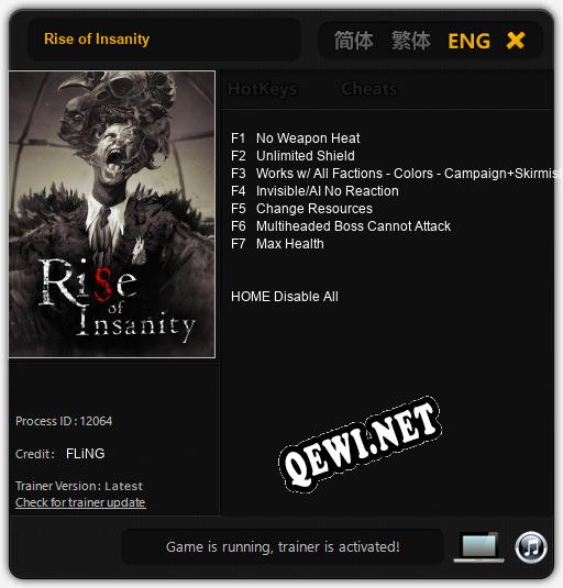 Rise of Insanity: Читы, Трейнер +7 [FLiNG]