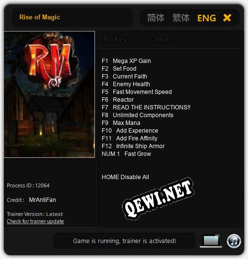 Rise of Magic: Трейнер +13 [v1.9]