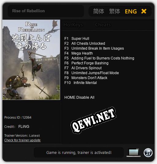 Трейнер для Rise of Rebellion [v1.0.3]