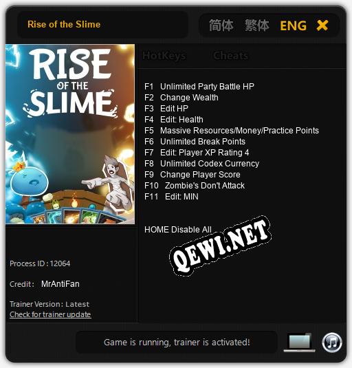Трейнер для Rise of the Slime [v1.0.1]