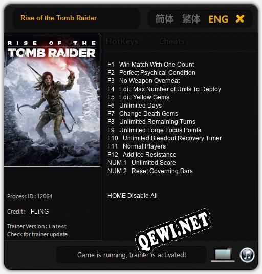 Rise of the Tomb Raider: ТРЕЙНЕР И ЧИТЫ (V1.0.94)