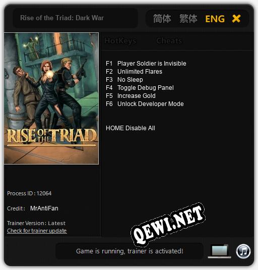 Трейнер для Rise of the Triad: Dark War [v1.0.6]