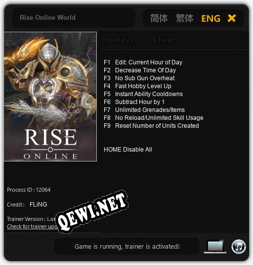 Rise Online World: Трейнер +9 [v1.4]