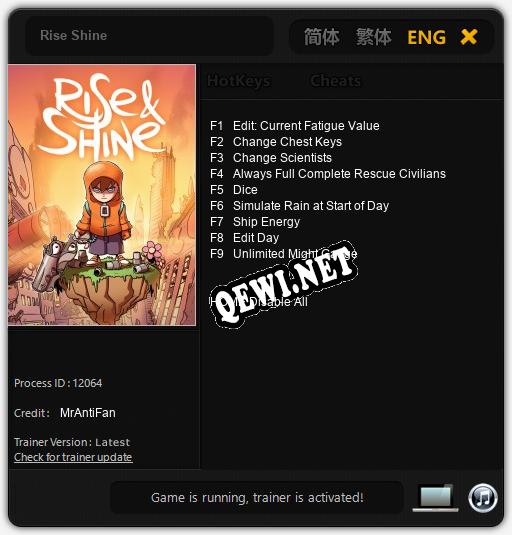 Rise Shine: Трейнер +9 [v1.4]