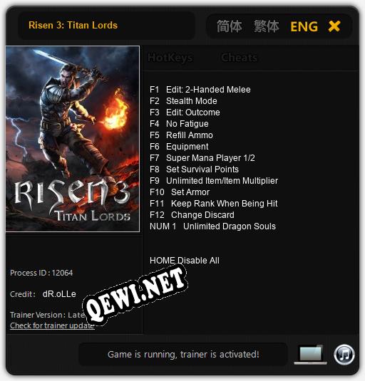 Трейнер для Risen 3: Titan Lords [v1.0.5]
