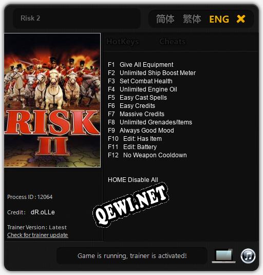 Risk 2: Читы, Трейнер +12 [dR.oLLe]