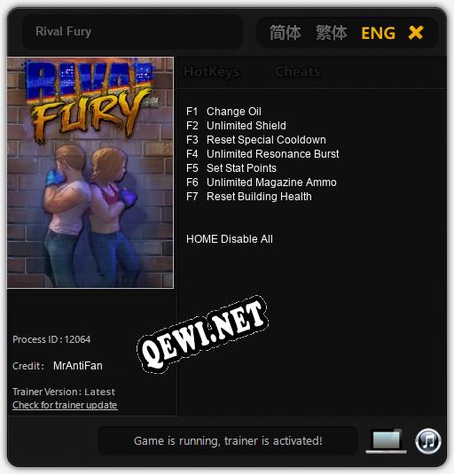 Rival Fury: ТРЕЙНЕР И ЧИТЫ (V1.0.53)