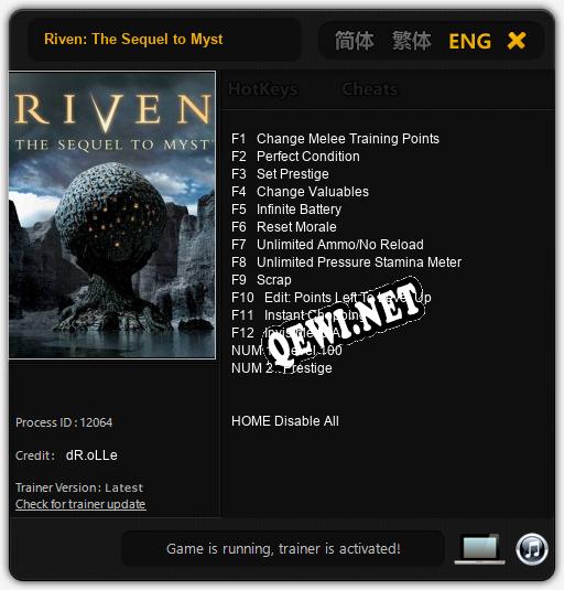 Riven: The Sequel to Myst: Читы, Трейнер +14 [dR.oLLe]