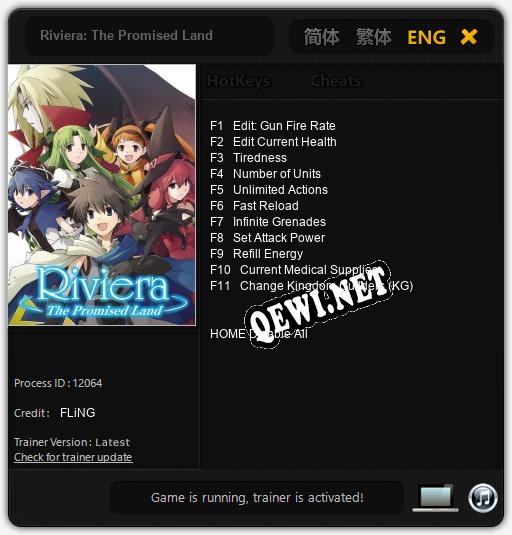 Riviera: The Promised Land: Трейнер +11 [v1.7]