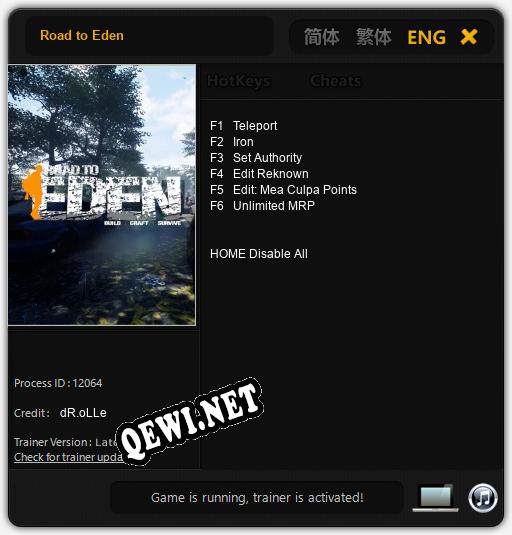 Трейнер для Road to Eden [v1.0.6]