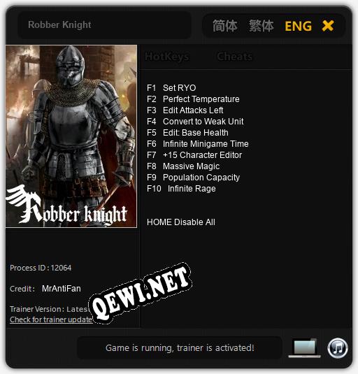 Robber Knight: Трейнер +10 [v1.3]