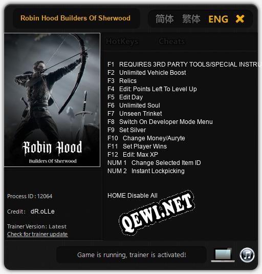 Трейнер для Robin Hood Builders Of Sherwood [v1.0.7]