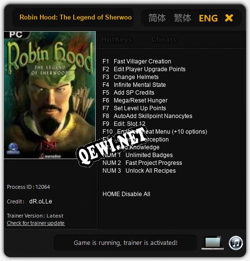 Трейнер для Robin Hood: The Legend of Sherwood [v1.0.7]