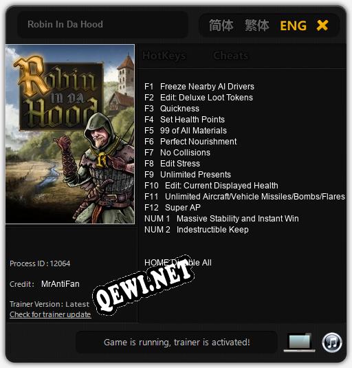 Трейнер для Robin In Da Hood [v1.0.5]