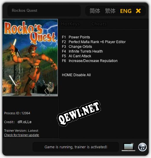 Rockos Quest: Читы, Трейнер +6 [dR.oLLe]