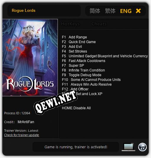 Трейнер для Rogue Lords [v1.0.4]
