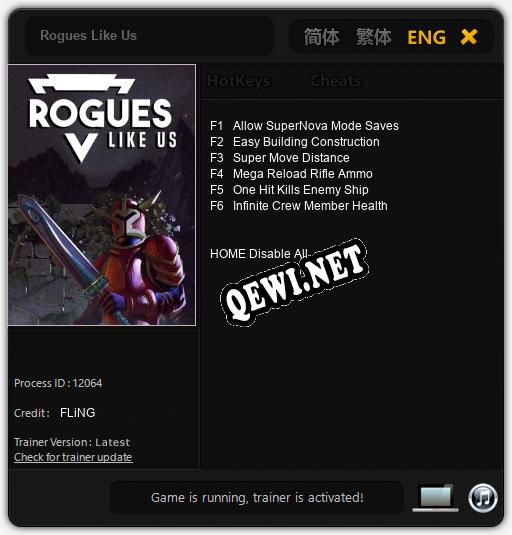 Трейнер для Rogues Like Us [v1.0.6]