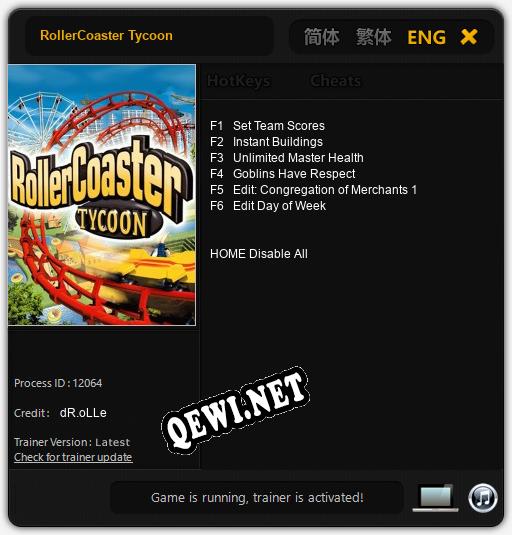 Трейнер для RollerCoaster Tycoon [v1.0.5]