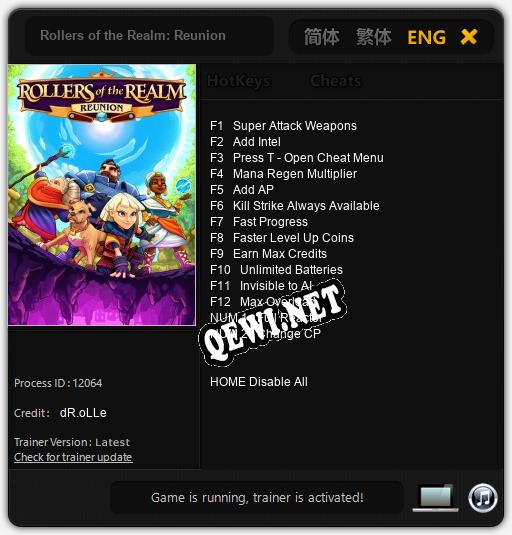 Трейнер для Rollers of the Realm: Reunion [v1.0.3]