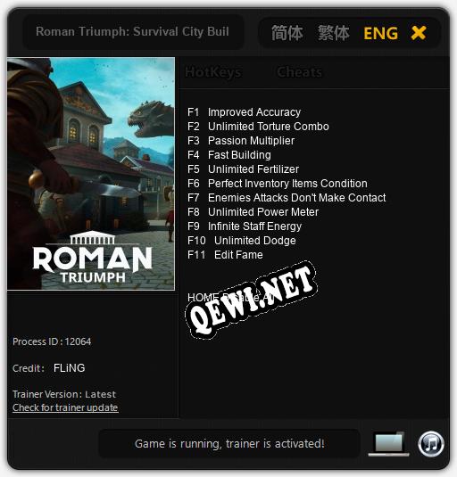 Трейнер для Roman Triumph: Survival City Builder [v1.0.8]