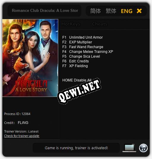 Romance Club Dracula: A Love Story: ТРЕЙНЕР И ЧИТЫ (V1.0.3)