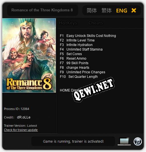 Трейнер для Romance of the Three Kingdoms 8 [v1.0.7]