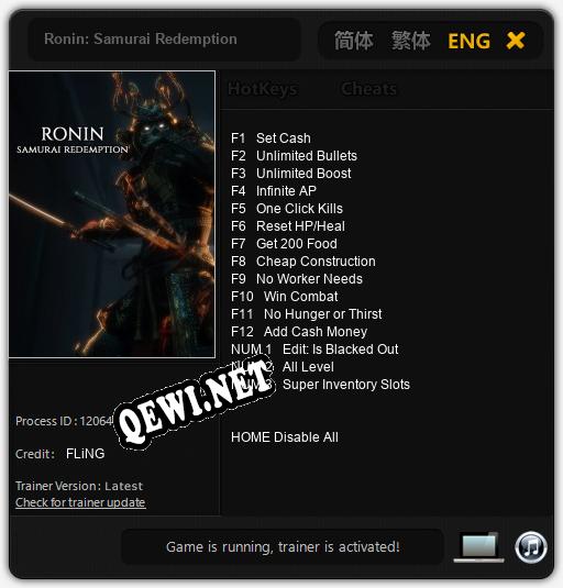 Трейнер для Ronin: Samurai Redemption [v1.0.2]