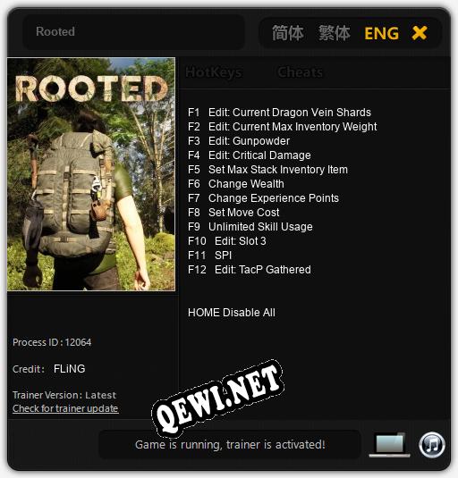 Трейнер для Rooted [v1.0.5]