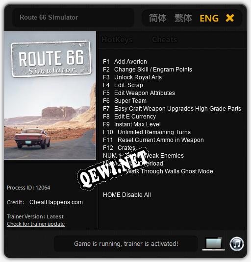 Route 66 Simulator: Читы, Трейнер +15 [CheatHappens.com]
