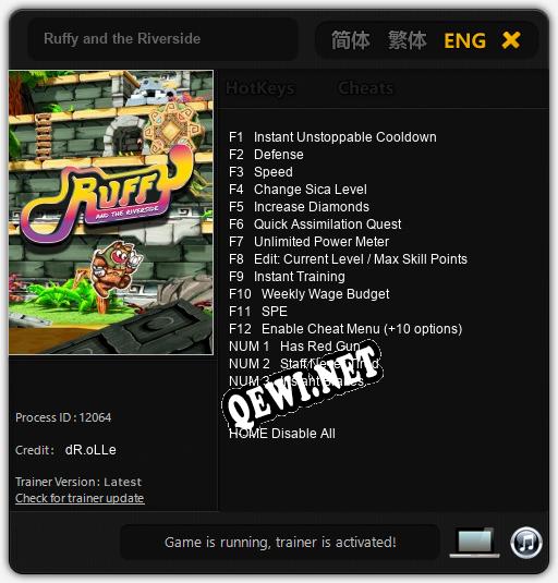 Трейнер для Ruffy and the Riverside [v1.0.1]