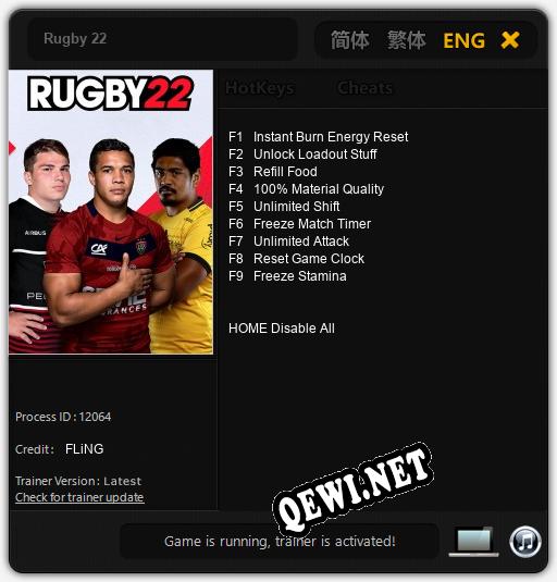 Rugby 22: Трейнер +9 [v1.5]