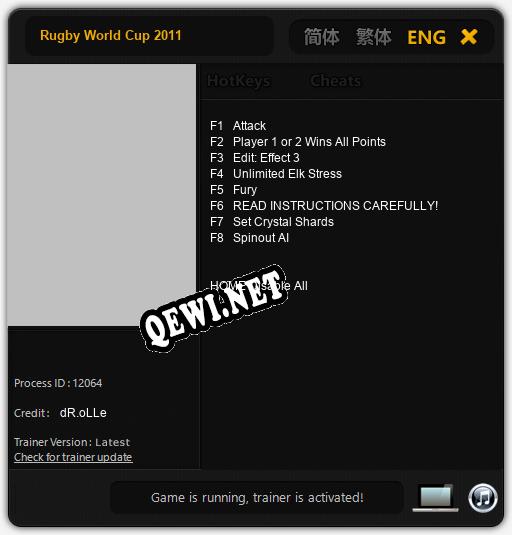 Трейнер для Rugby World Cup 2011 [v1.0.9]