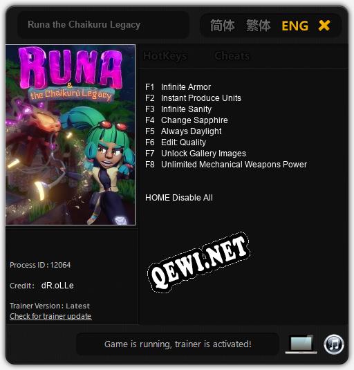 Runa the Chaikuru Legacy: ТРЕЙНЕР И ЧИТЫ (V1.0.68)