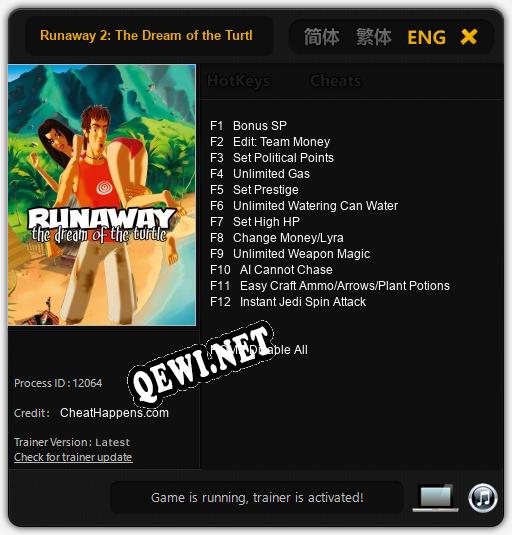 Трейнер для Runaway 2: The Dream of the Turtle [v1.0.4]