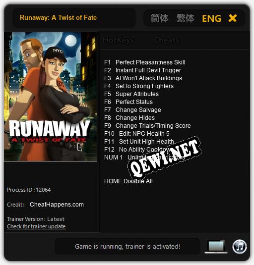 Runaway: A Twist of Fate: ТРЕЙНЕР И ЧИТЫ (V1.0.49)