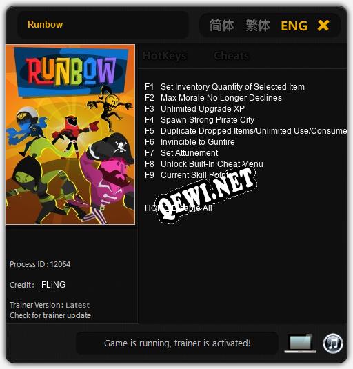 Runbow: Трейнер +9 [v1.5]