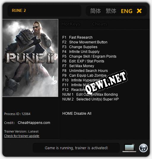 RUNE 2: ТРЕЙНЕР И ЧИТЫ (V1.0.97)