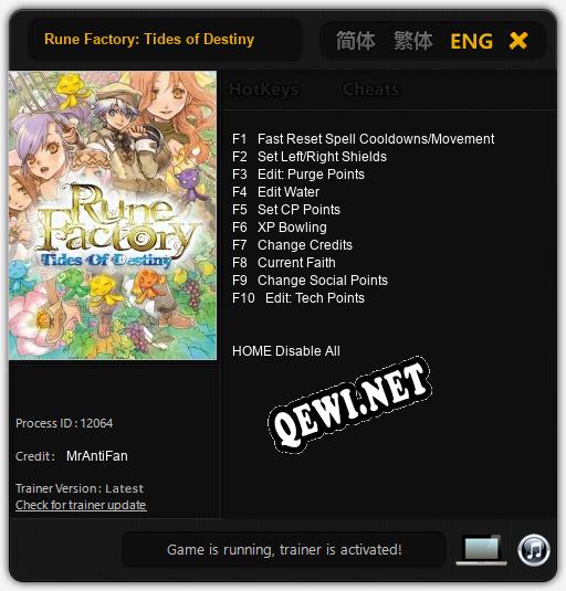 Трейнер для Rune Factory: Tides of Destiny [v1.0.6]