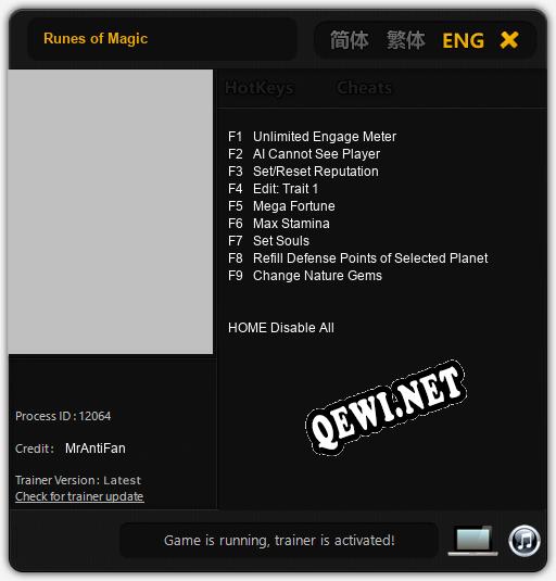 Runes of Magic: Читы, Трейнер +9 [MrAntiFan]