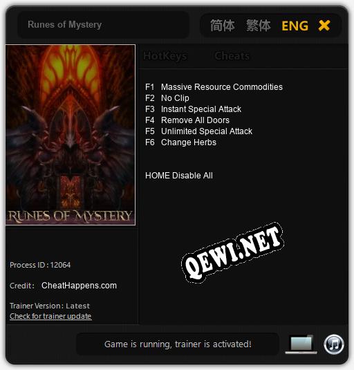 Трейнер для Runes of Mystery [v1.0.3]