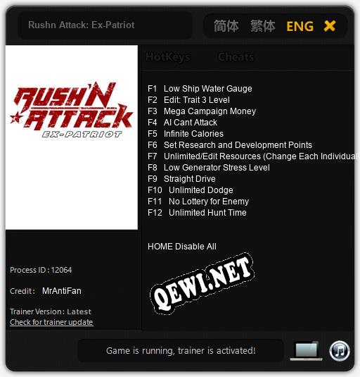 Rushn Attack: Ex-Patriot: ТРЕЙНЕР И ЧИТЫ (V1.0.26)