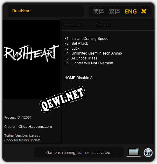 RustHeart: Читы, Трейнер +6 [CheatHappens.com]