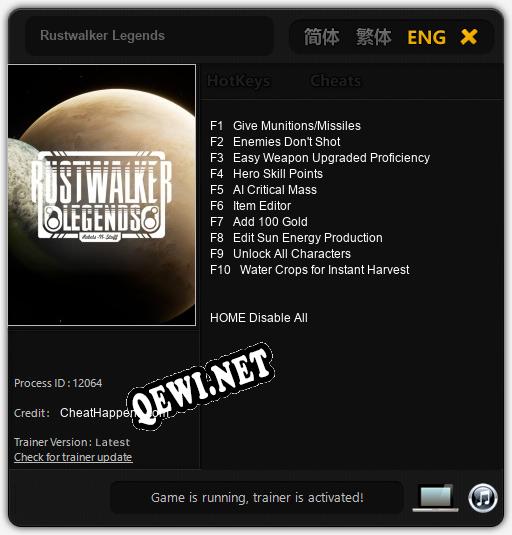 Rustwalker Legends: Трейнер +10 [v1.8]