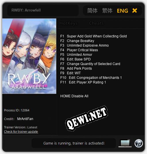RWBY: Arrowfell: Читы, Трейнер +11 [MrAntiFan]