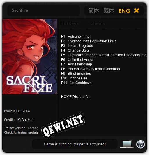 SacriFire: Трейнер +11 [v1.4]