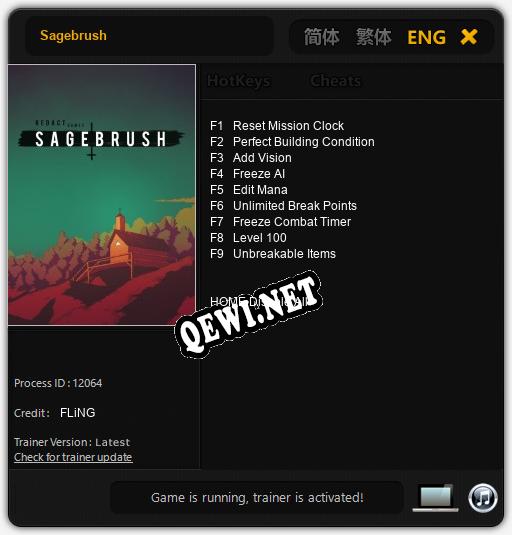 Трейнер для Sagebrush [v1.0.4]