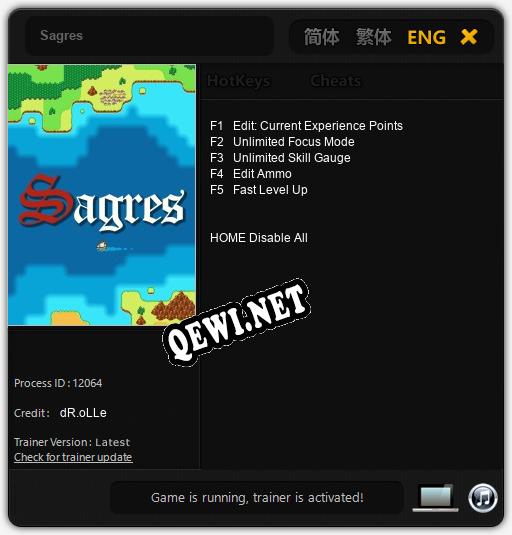 Трейнер для Sagres [v1.0.1]